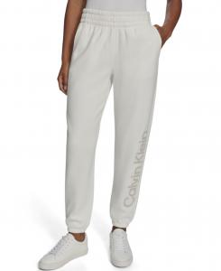 Женские спортивные брюки-джоггеры с бархатным логотипом Performance Calvin Klein, Cloud / Porcini