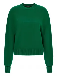 Шерстяной свитер с вышивкой Roberto Cavalli, зеленый