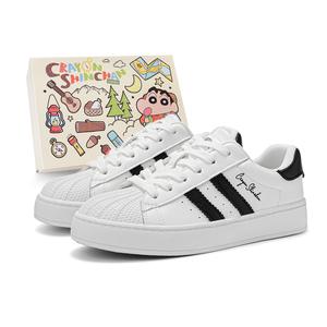 Crayon Shinchan Низкие скейтерские кроссовки унисекс слоновая кость-белый в подарочной коробке премиум, цвет Ivory White-Premium Gift Box Set