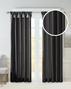 Оконная штора Emilia с подкладкой и закручивающейся планкой, одинарная штора с подкладкой для обеспечения приватности, для спальни и гостиной, длина 84 дюйма, ширина 50, длина 84 дюйма, черная оконная панель Madison Park, black
