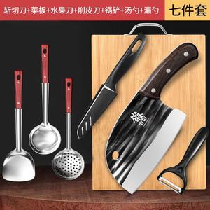 Plys Набор кухонных ножей с разделочной доской: шеф-нож, мясной топорик, фруктовый нож и три кухонных инструмента