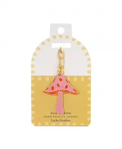 Эмалевая подвеска на сумку Lucky Feather, mushroom