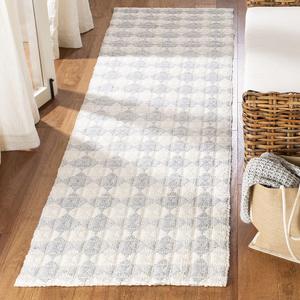 Ковер-дорожка SAFAVIEH, 69 x 244 см, Natura Collection, Silver & Ivory, ручной работы из вискозы и шерсти, идеален для помещений с высокой проходимостью в гостиной, спальне (NAT407G)