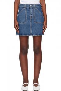 Джинговая мини-юбка с накладными карманами Filippa K, синий