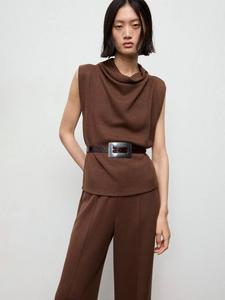 Топ Lucca с драпированным воротом Mango, Brown