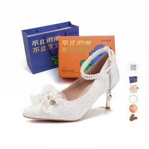 Женские туфли на тонком каблуке цвета экрю WOXXXN, Ecru 6Cm