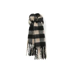 FREE RABBITⅡ Вязаный шарф унисекс, Black Gray Plaid