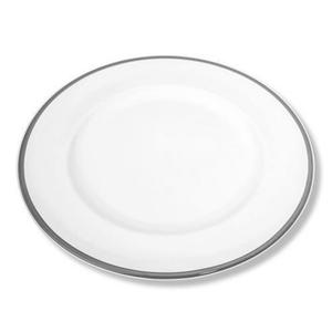 Тарелка обеденная с серым краем и флажком для гурманов, 27 см Gmundner Keramik, белый/серый