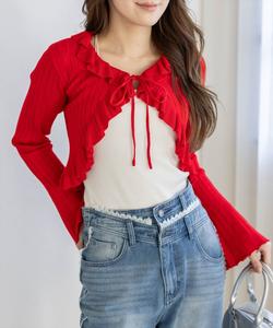 Вязаный кардиган с оборками