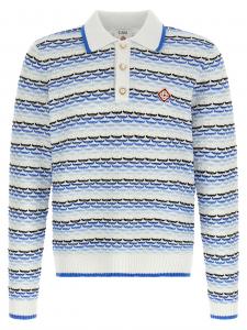 Поло с длинным рукавом и вязкой "tuck stitch" CASABLANCA, синий