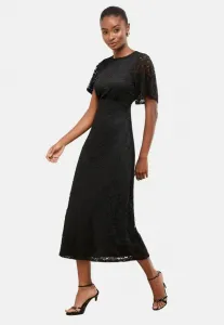 Платье-Миди прямого кроя с короткими рукавами и открытой грудью. Lipsy, Black