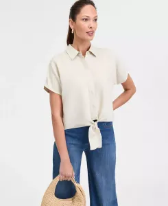 Женская блузка с завязкой спереди I.N.C. International Concepts, коричневый/бежевый