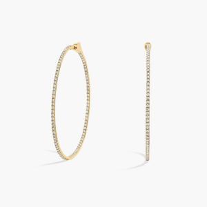 Круглые серьги-кольца Inside Out, диаметр 2 дюйма, желтое золото 14 карат (2 карата, чистота - HI / SI1-SI2) Blue Nile