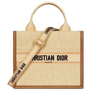 Сумка через плечо BookTote с вышивкой из травяного рафии, кросс-боди, дамская сумка Trumpets бежевый DIOR