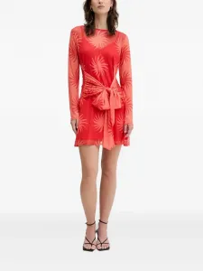 Сетчатое платье мини с геометричным принтом Never Fully Dressed, красный