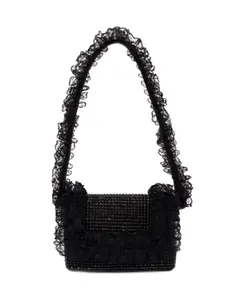 Сумка с кружевной отделкой из кристаллов Self Portrait, черный