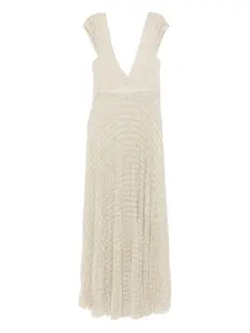 Платье миди с V-образным вырезом и складками Forte Forte, нейтральный