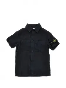 Рубашка с короткими рукавами и нашивкой-компасом Stone Island Junior, черный
