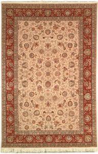 Ковер-дорожка SAFAVIEH, 77 x 305 см, Tabriz Floral Collection, Ivory & Red, ручной работы из традиционного шелка и шерсти, идеален для помещений с высокой проходимостью в гостиной, спальне (TF101A)