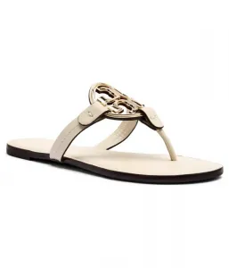 Кожаные шлепанцы METAL MILLER Tory Burch, кремовый