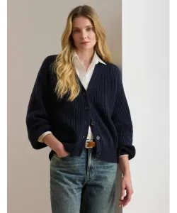 Шерстяной кардиган Regular fit Lauren Ralph Lauren, синий