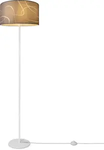 Торшер Paco Home "Luca Tribal", лампа E27 | без лампочки, штатив с тканевым абажуром, торшер современный абстрактный однотонный E27 Ø 38 см, Рост: 144 см, белый