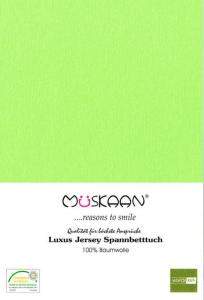 Простыня трикотажная приталенная 90х200 - 100х200 см яблочно-зеленый/зеленый - 100% хлопок Müskaan