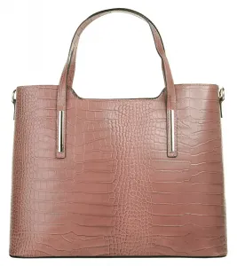 Сумка с ручкой Cluty, натуральная кожа, производство Италия, розовый