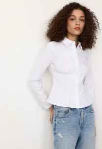 Блузка с застежкой на пуговицы и швом под грудью. Stradivarius, White