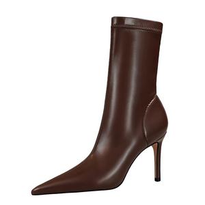 YAFEI XUANYU Женские ботинки на каблуке 7,5 см, темно-коричневые, цвет Dark Brown