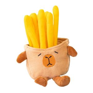 Плюшевая кукла капибара с картошкой фри, 25 см MLING, светло-коричневый