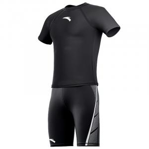 Купальный комплект polyamide elastane для бассейна мужской black ANTA, Clothing Sets (Short-Sleeved Swimsuit 1463+Swimming Shorts 2407)