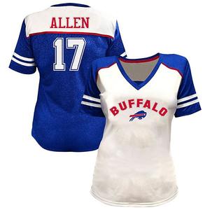 Футболка V-neck с блестками Buffalo Bills Josh Allen, белая, plus size Fanatics
