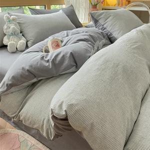 Jie Liya Комплект постельного белья 1,8 м, 4 предмета: пододеяльник 200x230 см, простыня, 2 наволочки, цвет Deep Gray, активная печать, устойчивость к выцветанию, усадке