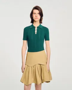 Женское поло Sandro, темно-зеленый