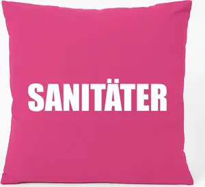 Подушка для дивана Huuraa с надписью "Фармацевт" подарочная 40x40 см с хлопковым наполнителем цвета фуксии, сувенир "Фармацевт" Hellweg Druckerei