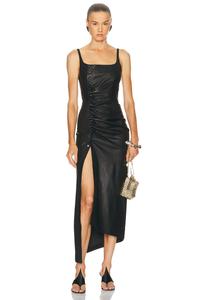 Кожаное платье миди Rabanne, Black