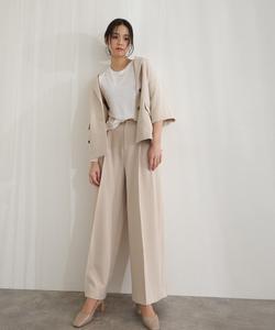 Костюм с коротким рукавом и широкими брюками Pourvous, цвет Beige