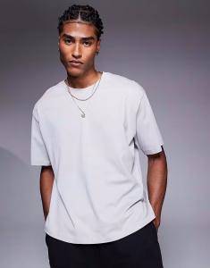 Футболка свободного кроя ADPT серого цвета, свободного покроя