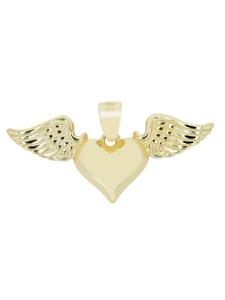 Adeliás Женский кулон - кулон в виде крылатого сердца из серебра 925 пробы с золотым покрытием