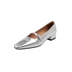 Hongyanglin Женские туфли Мэри Джейн на массивном каблуке серебристые, цвет Silver
