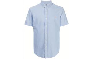 Оксфордская рубашка с коротким рукавом и вышитым логотипом Polo Ralph Lauren, синий