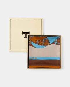 Шелковый твиловый шарф с принтом зонтика Latouche, цвет 400 Azul