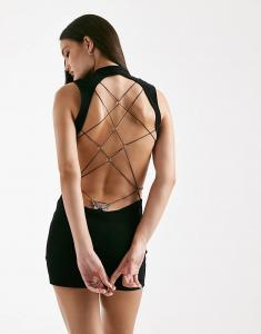 I.AM.GIA Larisa облегающее мини-платье с вырезом-замочной скважиной и открытой спиной с узором в виде бабочек, черное