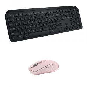 Клавиатура Logitech MX Wireless Keys S и мышь Anywhere 3S (черно-розовая)