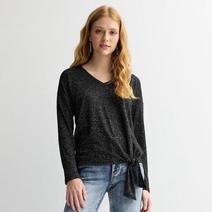 Женский топ с V-образным вырезом и завязкой сбоку Apt. 9, Metallic Black