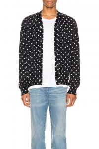 Кардиган из шерсти с принтом в горох и черной эмблемой Comme Des Garcons Play, Navy & Natural