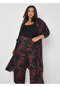 Платье-рубашка CURVE ABSTRACT SWIRL MIDI Apricot, темно-синий