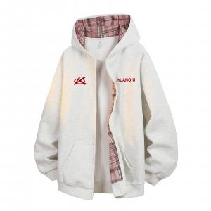 Толстовка Unisex Hooded Moderate Cardigan HUANQIU, белый & серый & розовый (красный )