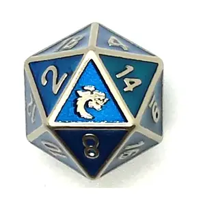 d20 Бирюзовый металлик, Metal Dice - Elven Forged